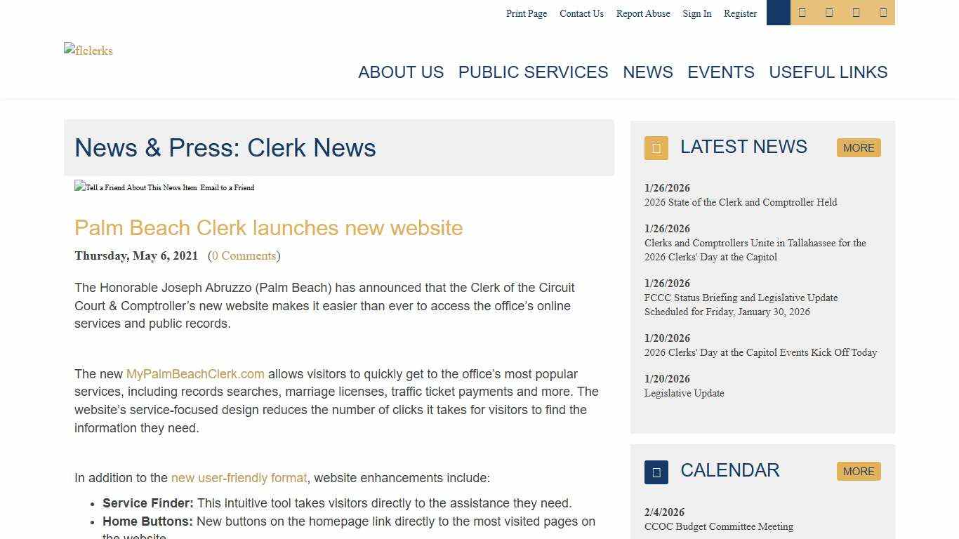 Palm Beach Clerk launches new website - Florida Court Clerks & Comptrollers