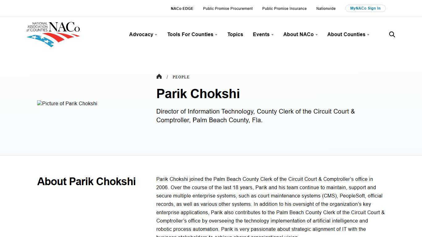 Parik Chokshi National Association of Counties